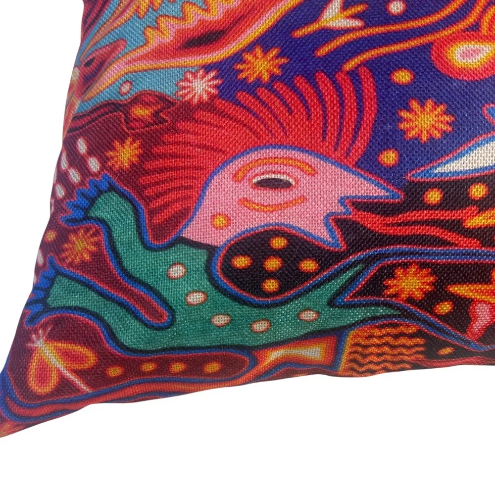Emvency Psychedelic Folk Art Animal Print Accent Pillow Multicolor 16x16 Square